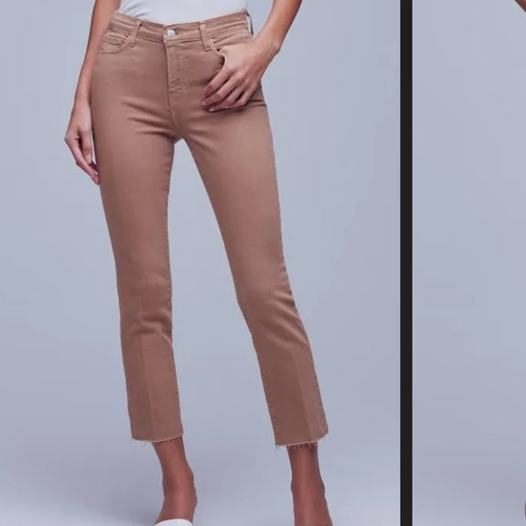 NEW L'AGENCE Sada Slim Straight Leg Cropped Jeans Khaki Trendy Luxury Summer - Picture 1 of 11
